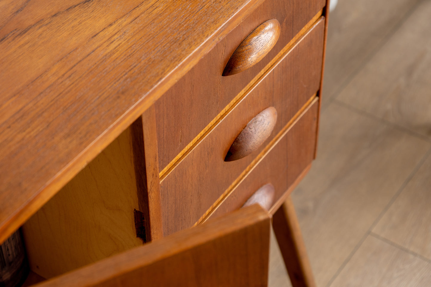 丹麥 柚木 A字腳 三抽 單門 邊櫃 OLDANMARK