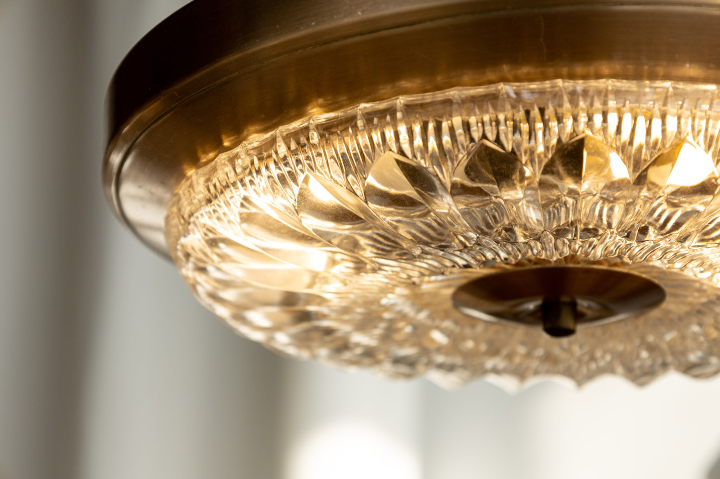 丹麥 復古 黃銅 壓花玻璃吊燈 OLDANMARK