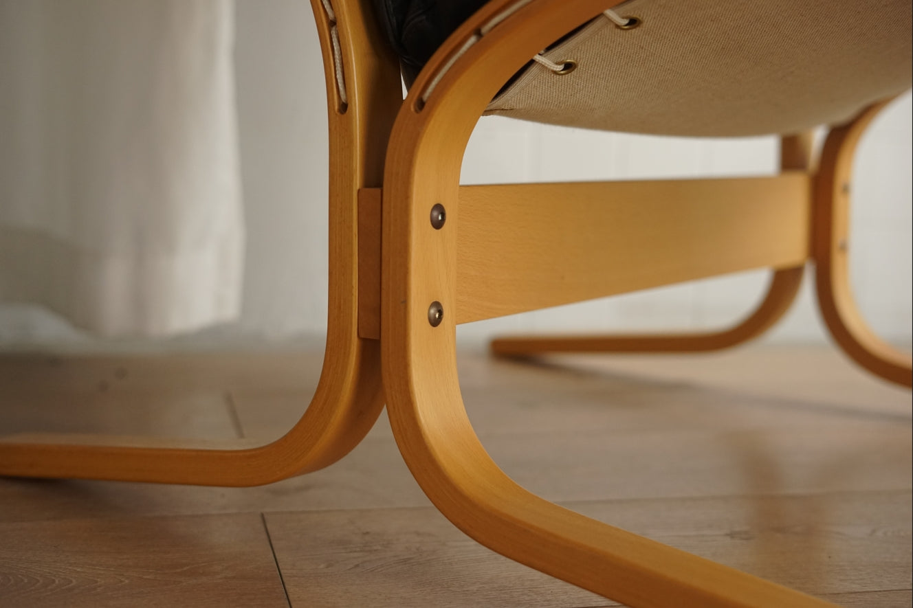 Siesta 黑色 真皮 低背扶手椅 (附腳凳)