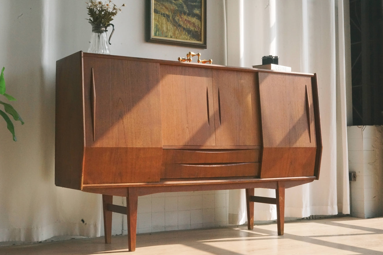 丹麥 柚木 立體門片 大型 斜邊 收納櫃