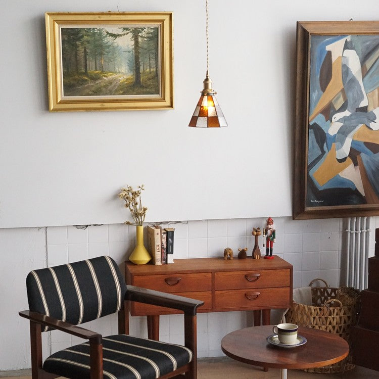 Stained glass tapered chandelier