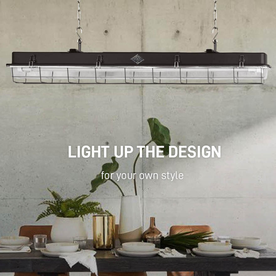 Industrial style fluorescent lamp-black-4 feet/2 feet