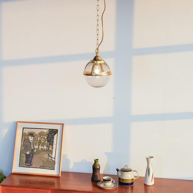 brass transparent ball chandelier