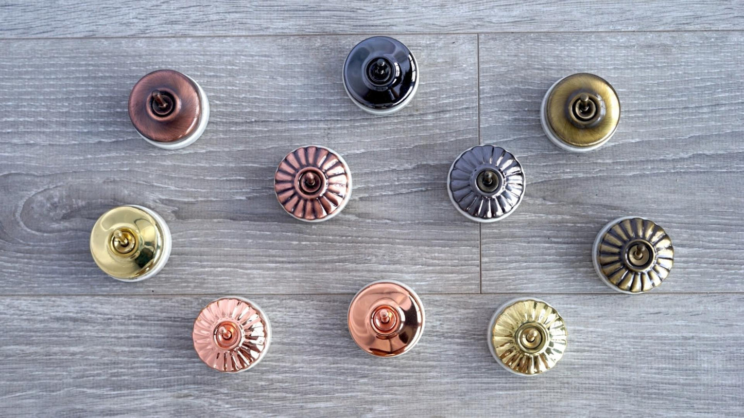 Retro Ceramic Round Toggle Switch #Rose Gold