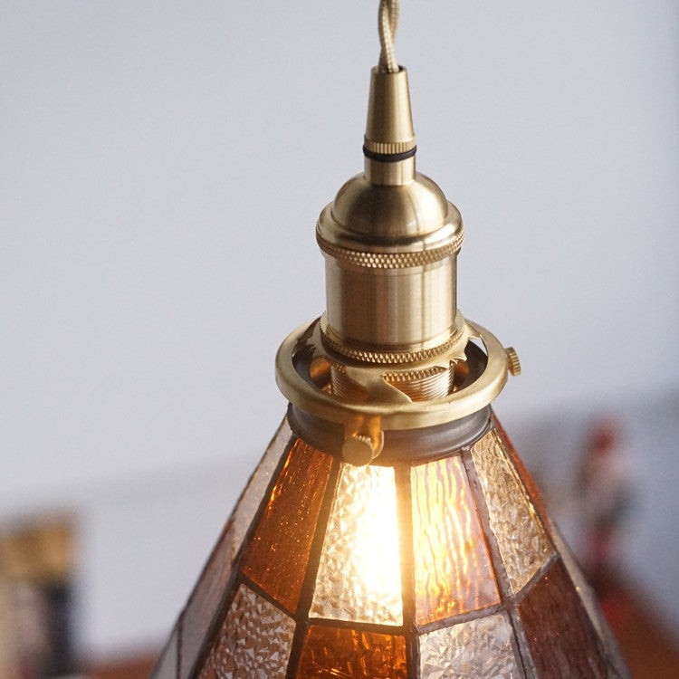 Stained glass tapered chandelier