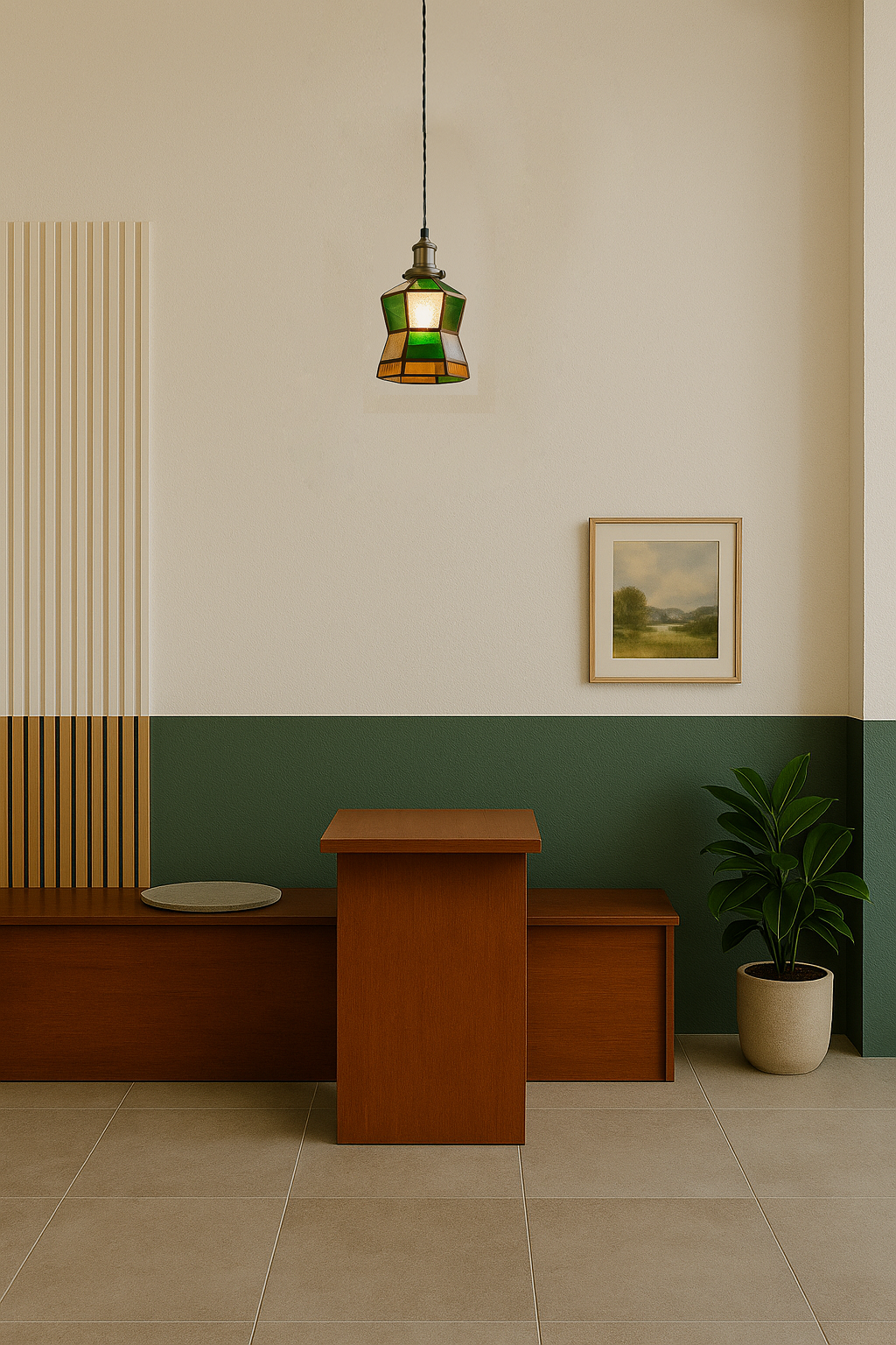 Stained glass pear-shaped chandelier