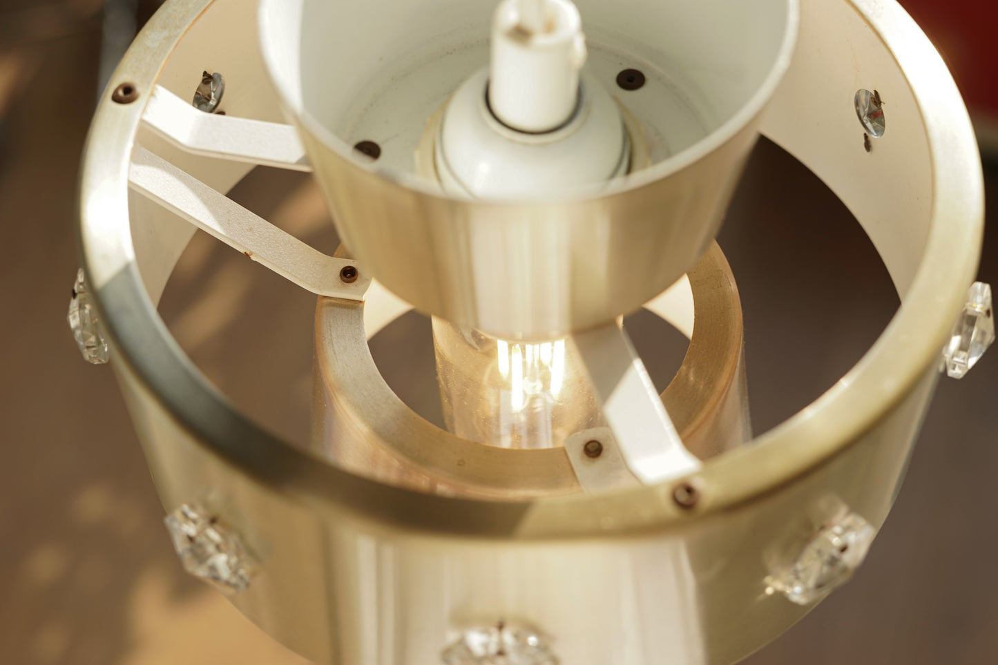 丹麥 霧金 六角晶飾 小吊燈