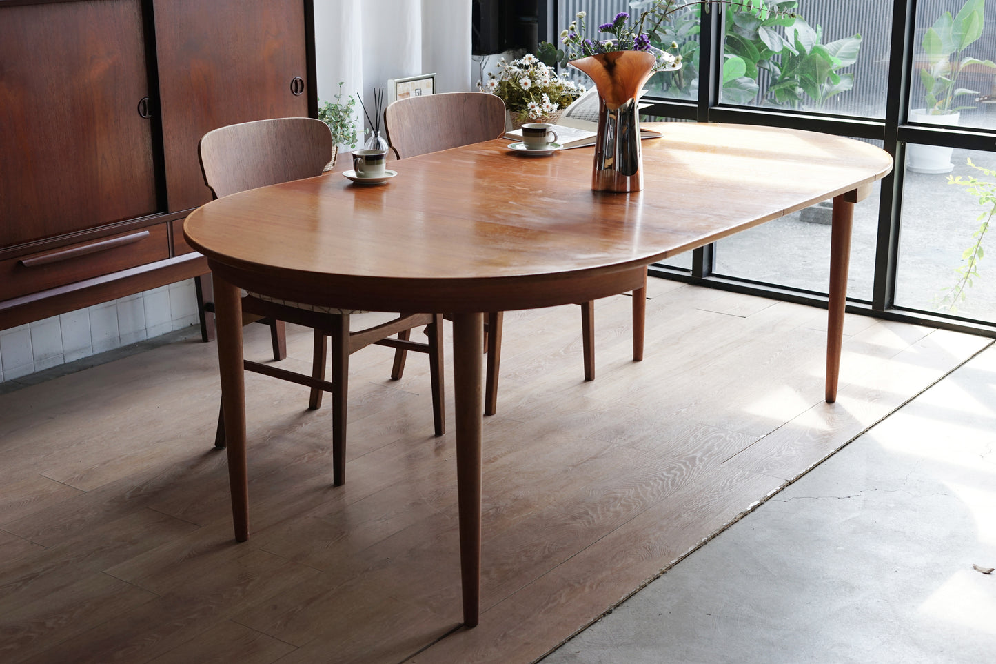 丹麥 柚木 圓形 雙板延伸 餐桌 OLDANMARK