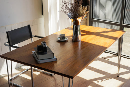 丹麥 柚木 金屬腳 長方 餐桌 工作桌