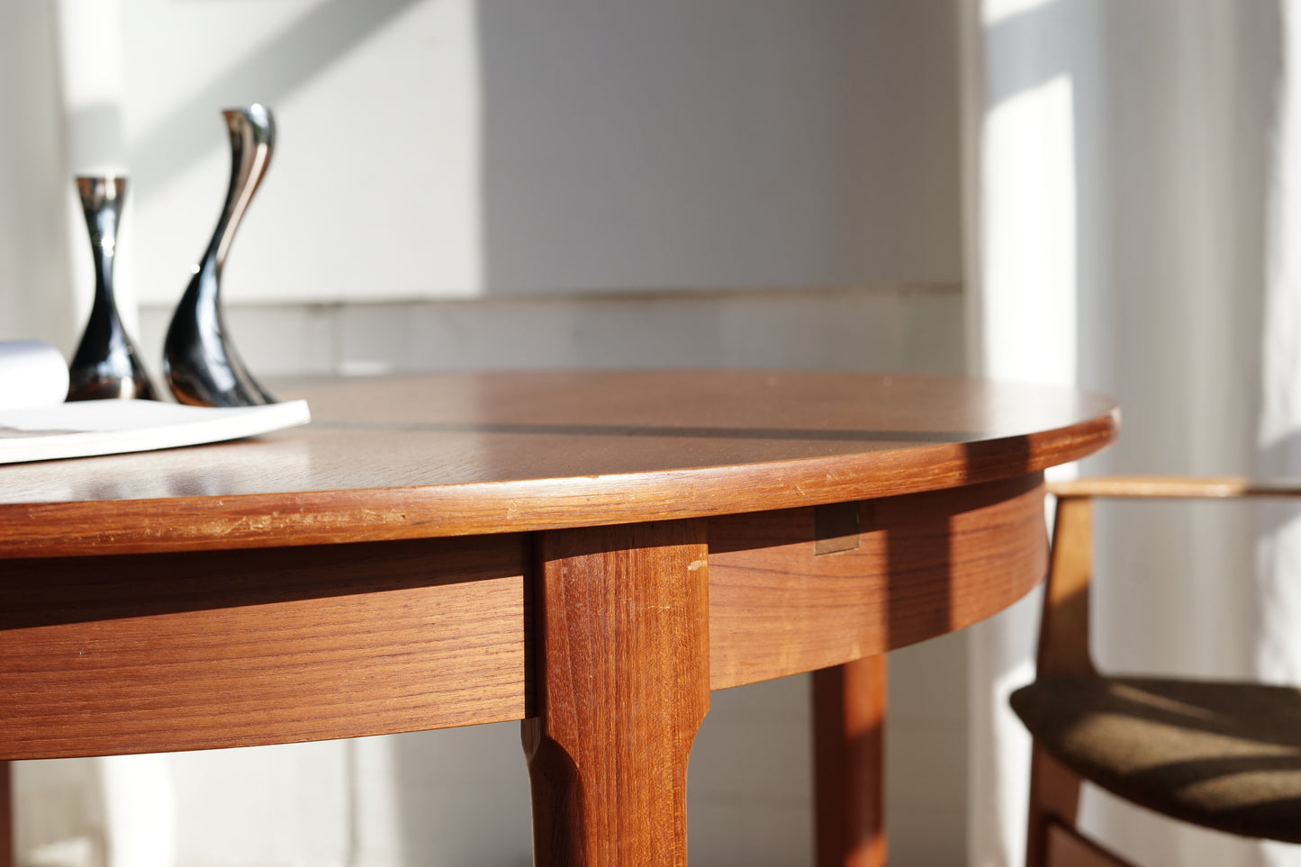 丹麥 柚木 典雅 圓形 蝴蝶延伸餐桌