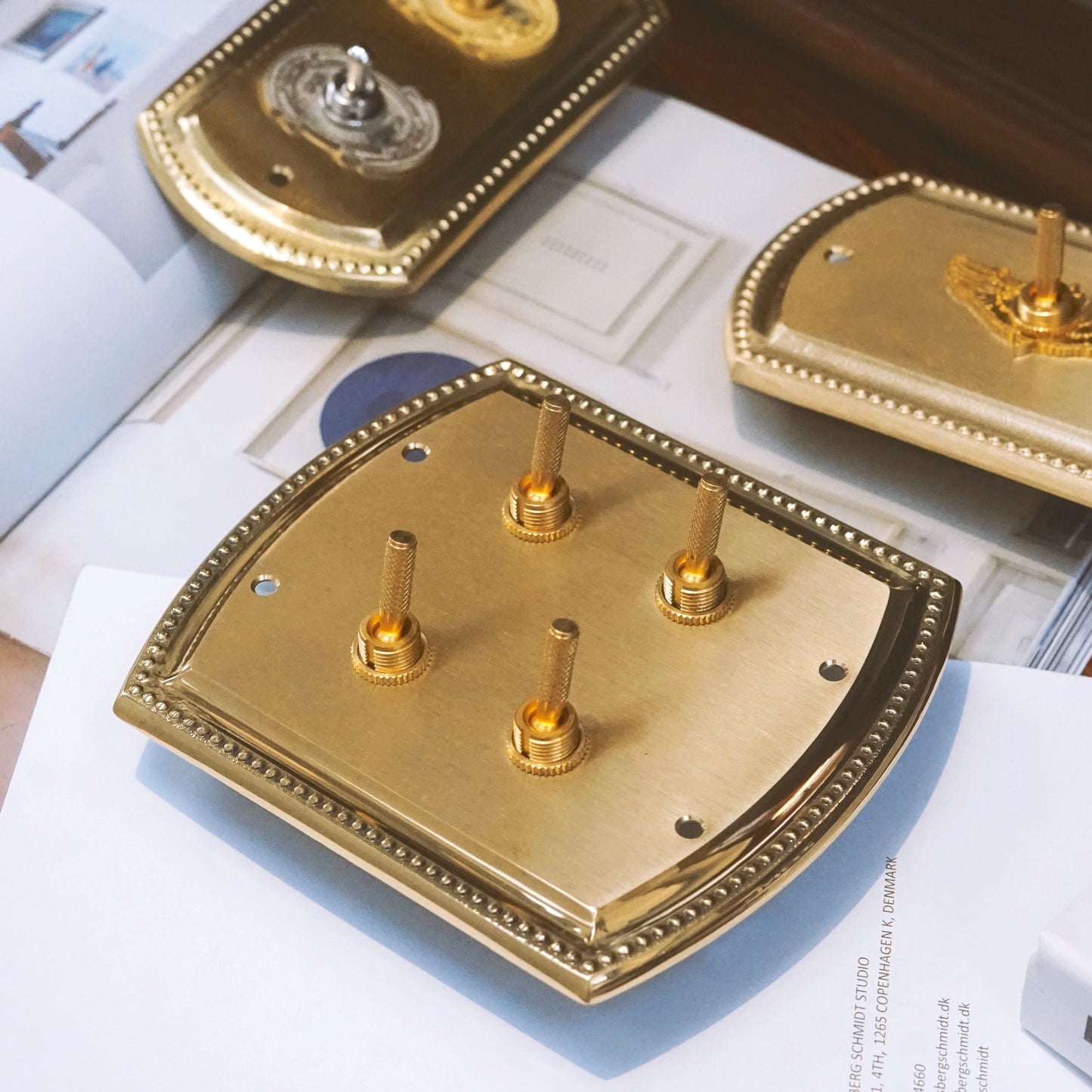 Retro brass switch panel-lever