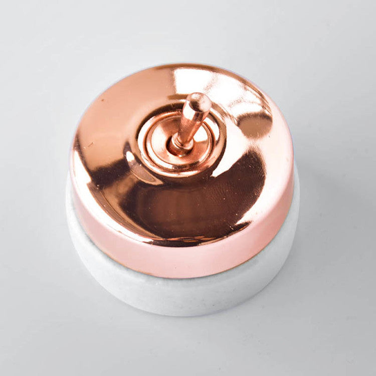 復古黃銅圓形開關 (三開含木質背板販售)