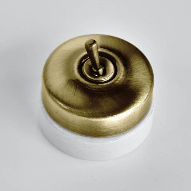 Retro ceramic round lever switch#Bronze