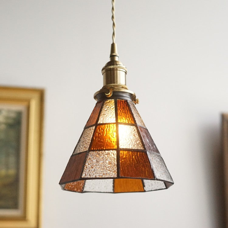 Stained glass tapered chandelier