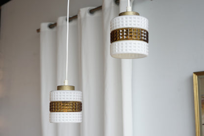 丹麥 黃銅 立體壓紋 小吊燈