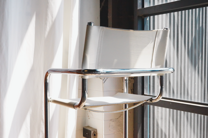 Mart Stam 白色 皮革 吧檯椅