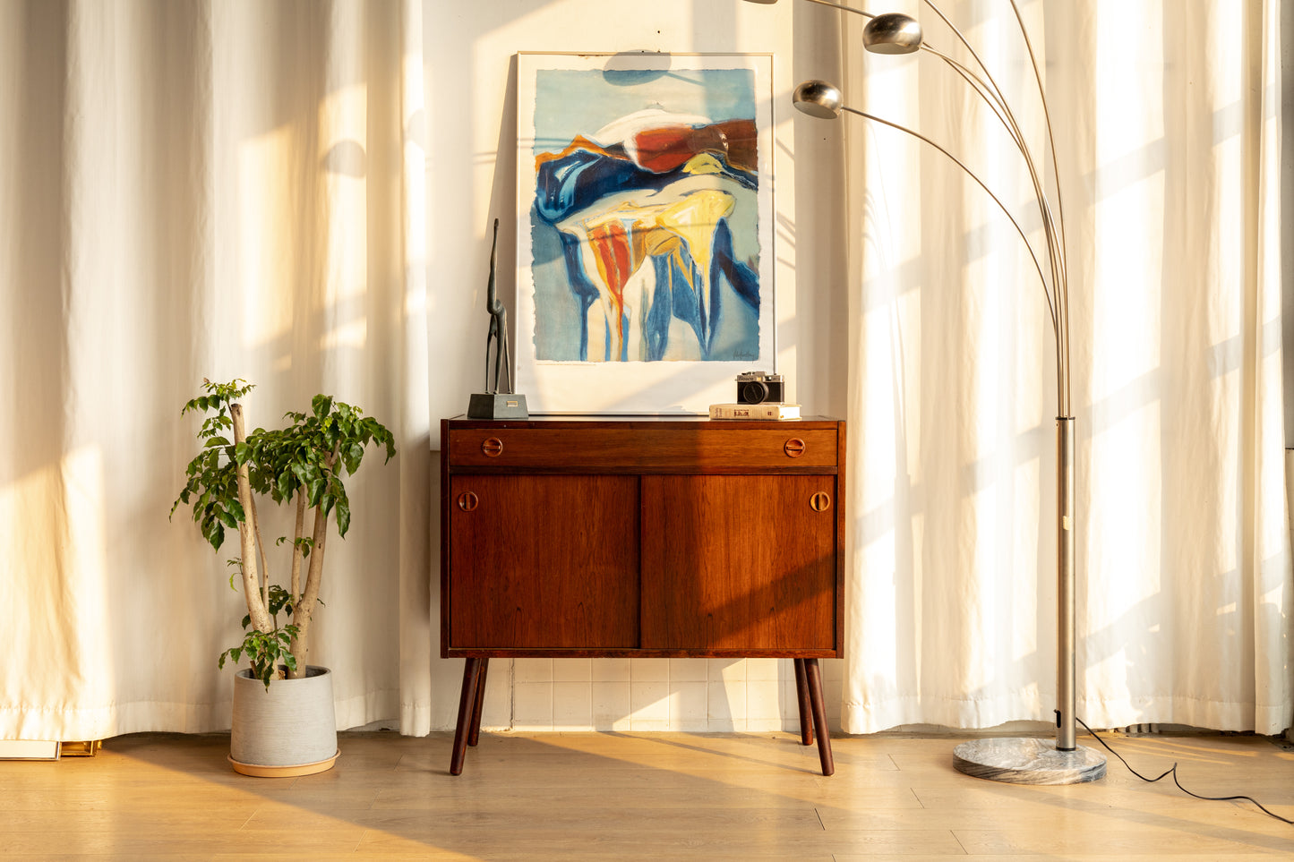 丹麥 玫瑰木 滑門 單抽 邊櫃 OLDANMARK