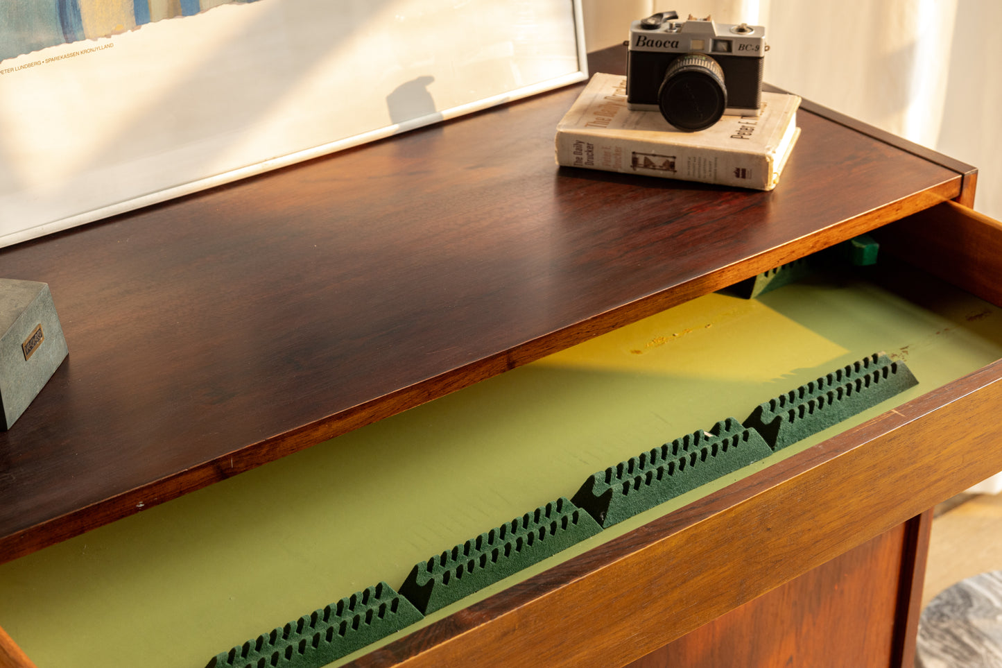 丹麥 玫瑰木 滑門 單抽 邊櫃 OLDANMARK