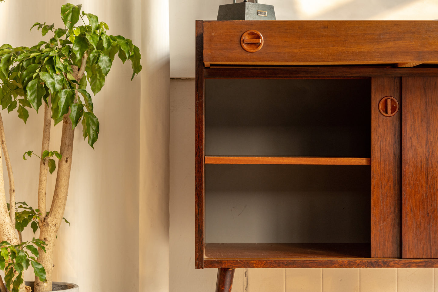 丹麥 玫瑰木 滑門 單抽 邊櫃 OLDANMARK