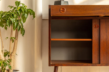 丹麥 玫瑰木 滑門 單抽 邊櫃 OLDANMARK