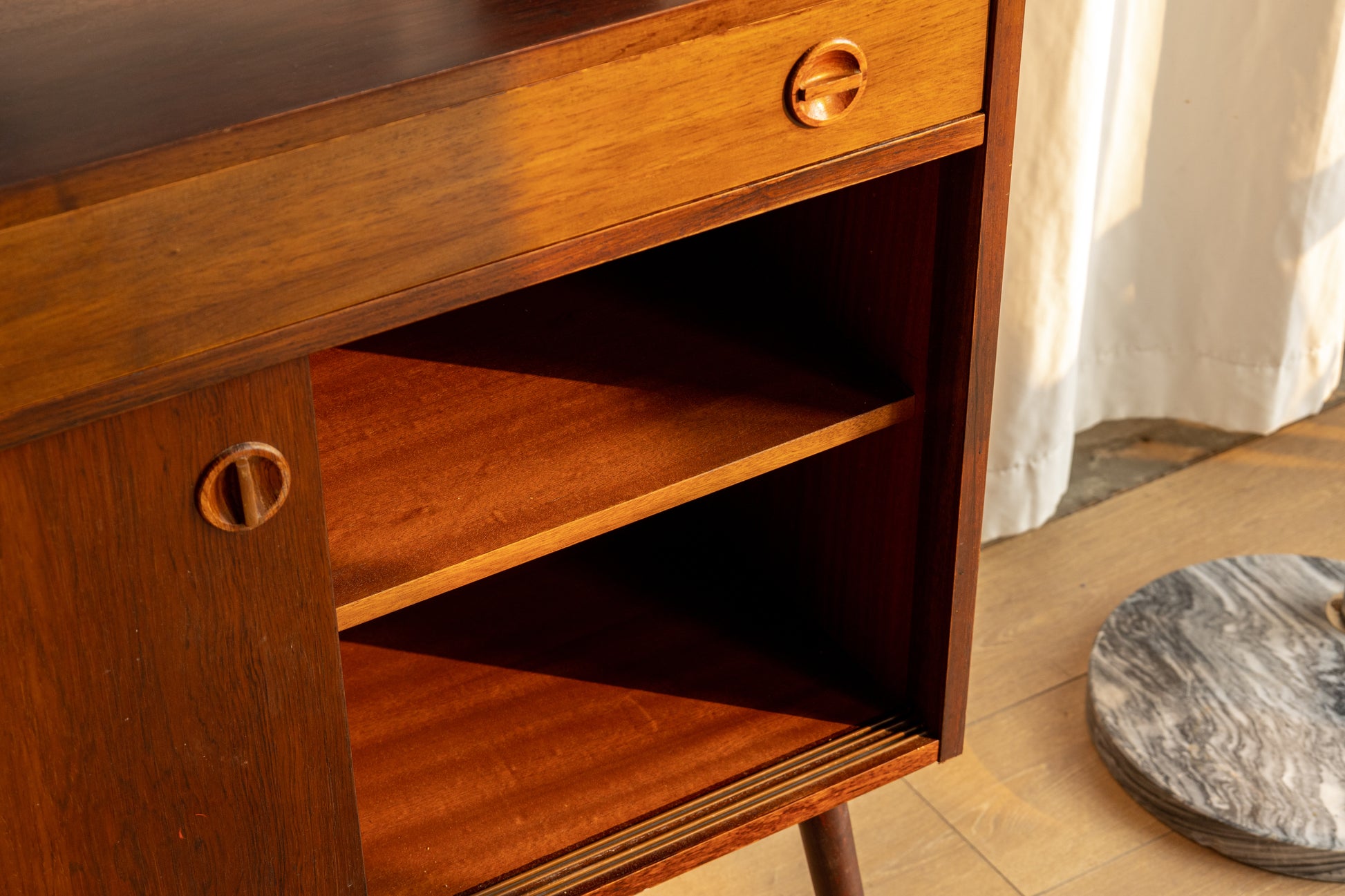 丹麥 玫瑰木 滑門 單抽 邊櫃 OLDANMARK