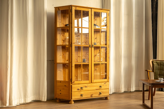 丹麥 松木 玻璃展示櫃 OLDANMARK