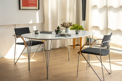 Piet Hein & Bruno Mathsson｜Fritz Hansen 超橢圓餐桌 #中白 OLDANMARK