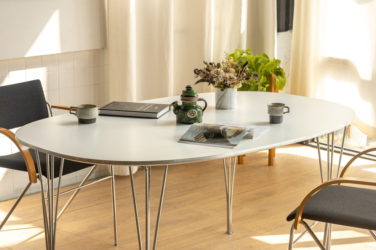 Piet Hein & Bruno Mathsson｜Fritz Hansen 超橢圓餐桌 #中白 OLDANMARK
