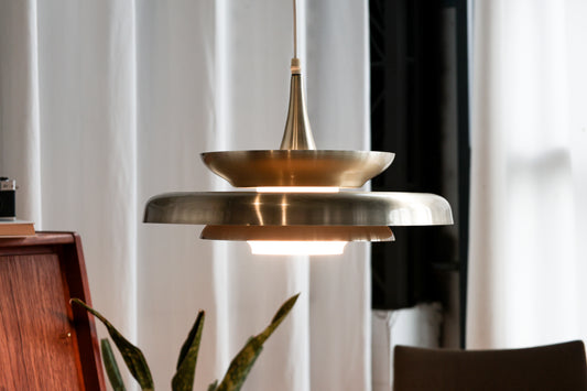 丹麥 復古 霧金 喇叭頸 飛碟吊燈 OLDANMARK