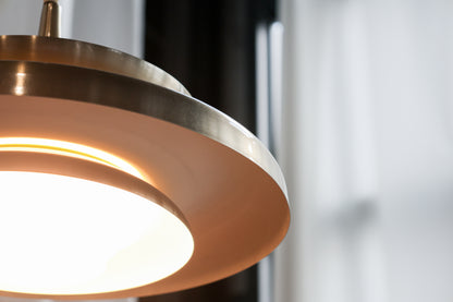 丹麥 復古 霧金 喇叭頸 飛碟吊燈 OLDANMARK