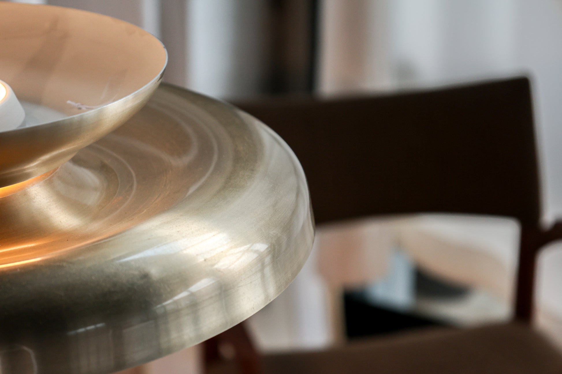 丹麥 復古 霧金 喇叭頸 飛碟吊燈 OLDANMARK