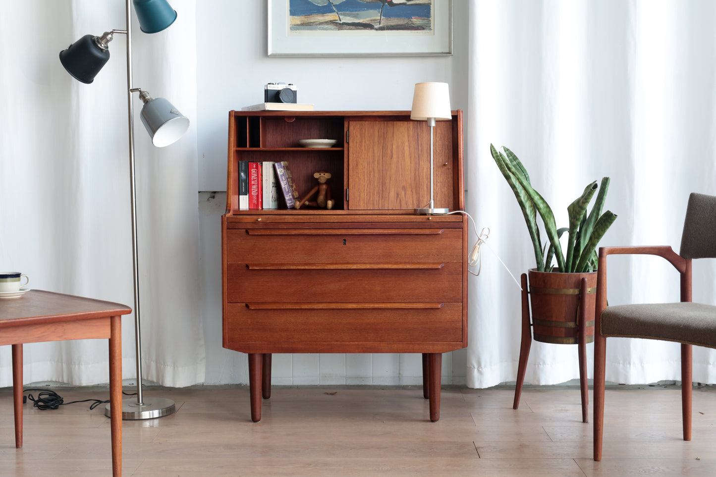 Ølholm Møbelfabrik 丹麥 柚木 寫字櫃 OLDANMARK