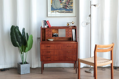 丹麥 柚木 長虹玻璃 復古 寫字櫃 OLDANMARK