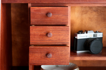 丹麥 柚木 長虹玻璃 復古 寫字櫃 OLDANMARK