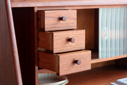 丹麥 柚木 長虹玻璃 復古 寫字櫃 OLDANMARK