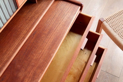 丹麥 柚木 長虹玻璃 復古 寫字櫃 OLDANMARK