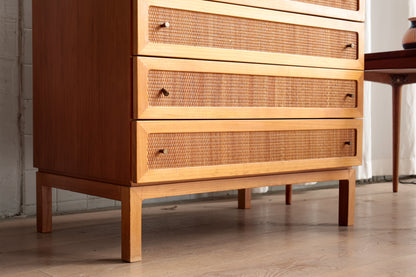 丹麥 柚木 藤編 復古 斜面 五斗櫃 OLDANMARK