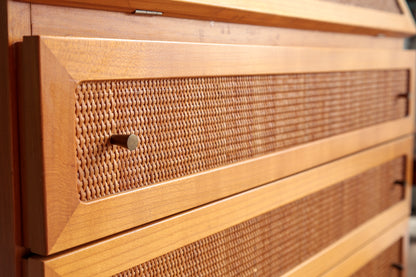 丹麥 柚木 藤編 復古 斜面 五斗櫃 OLDANMARK