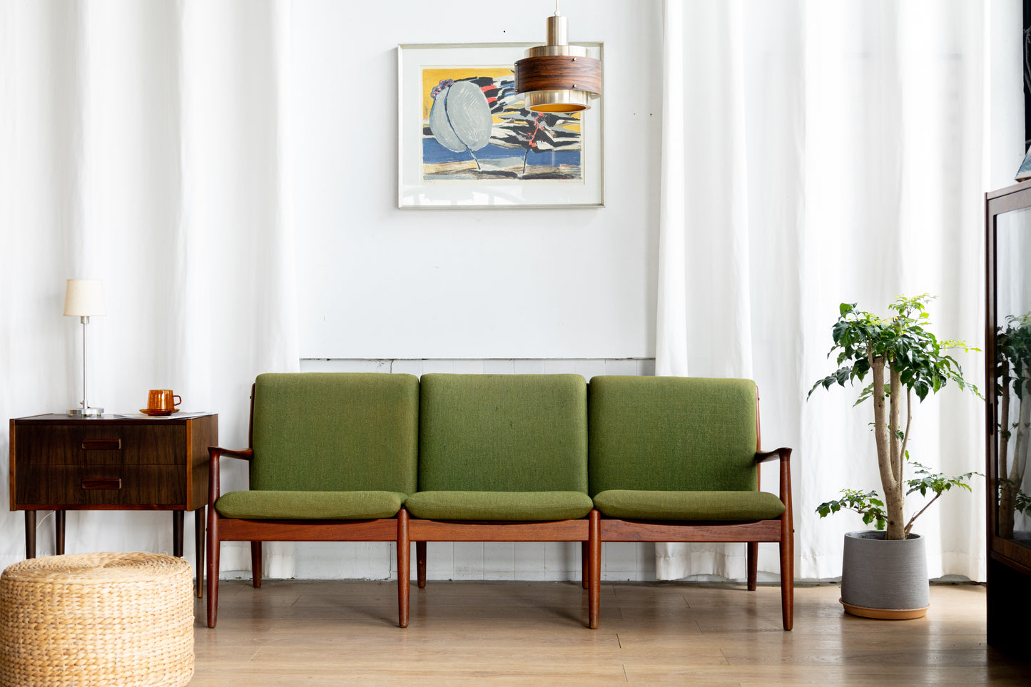 丹麥 柚木 扶手 三人沙發 OLDANMARK