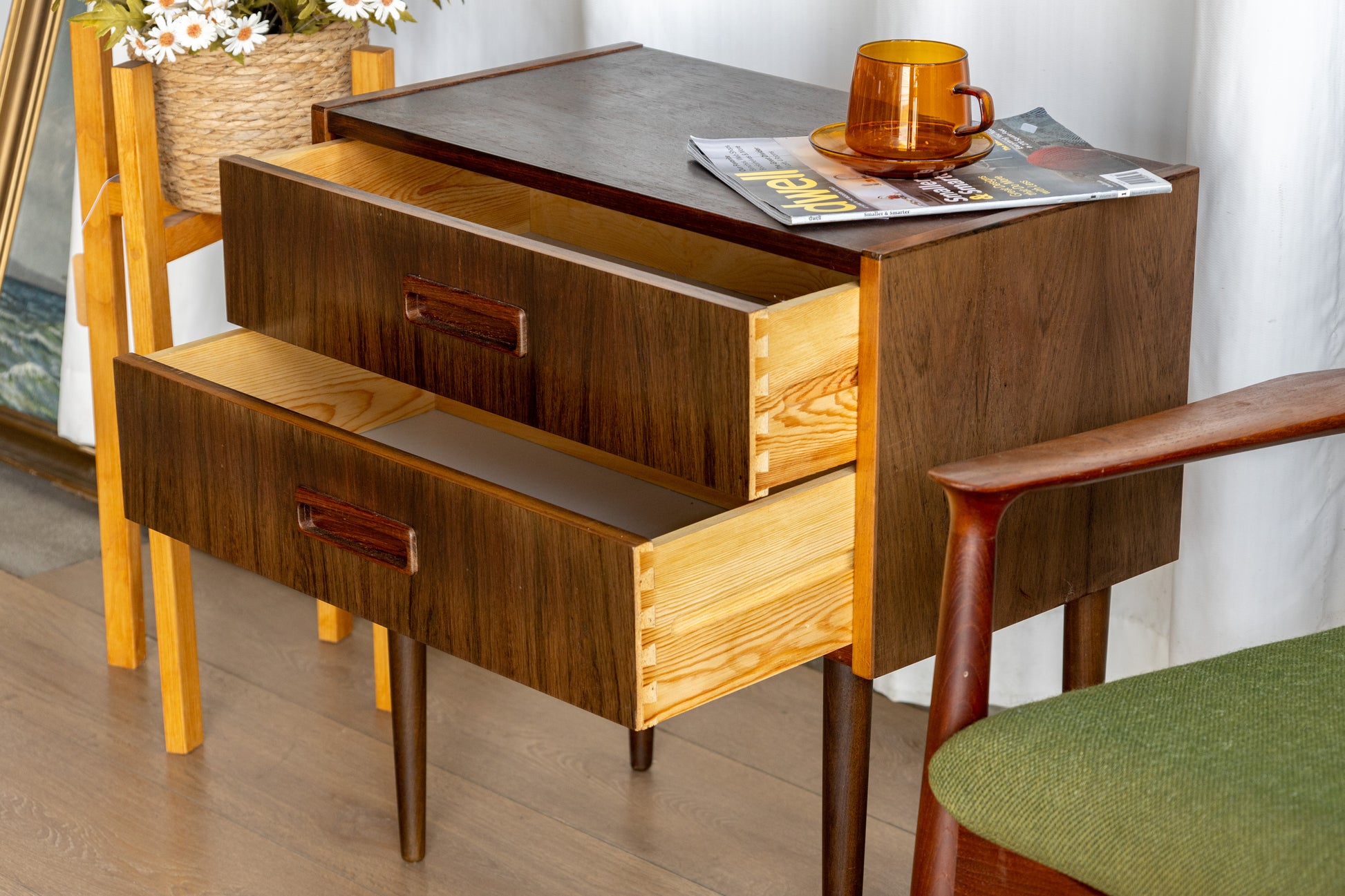 丹麥 現代風 玫瑰木 兩抽 邊櫃 OLDANMARK