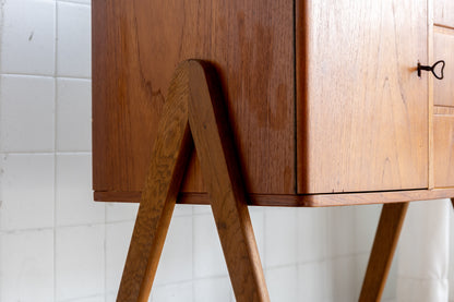 丹麥 柚木 A字腳 三抽 單門 邊櫃 OLDANMARK