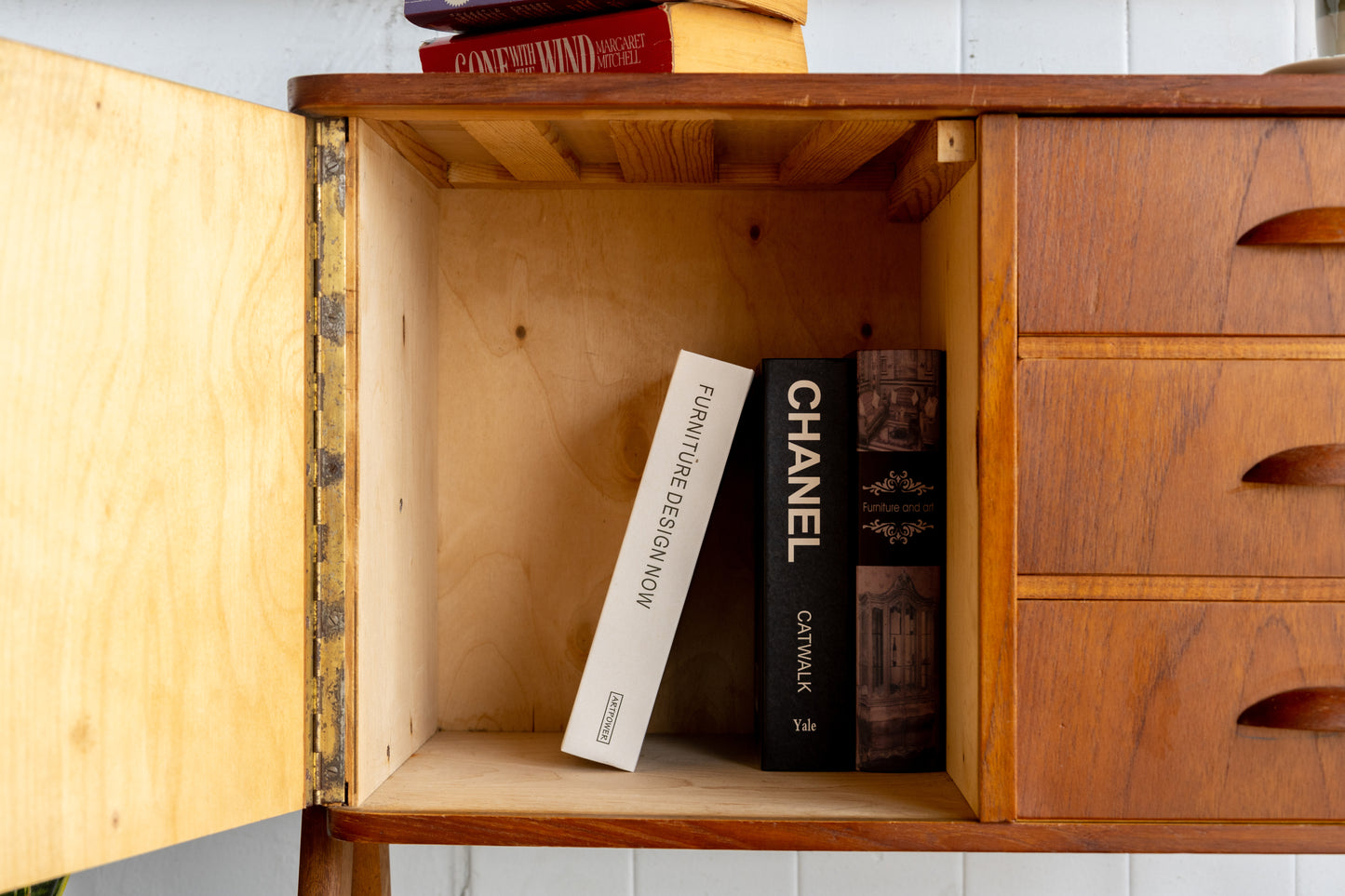 丹麥 柚木 A字腳 三抽 單門 邊櫃 OLDANMARK