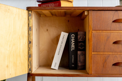 丹麥 柚木 A字腳 三抽 單門 邊櫃 OLDANMARK