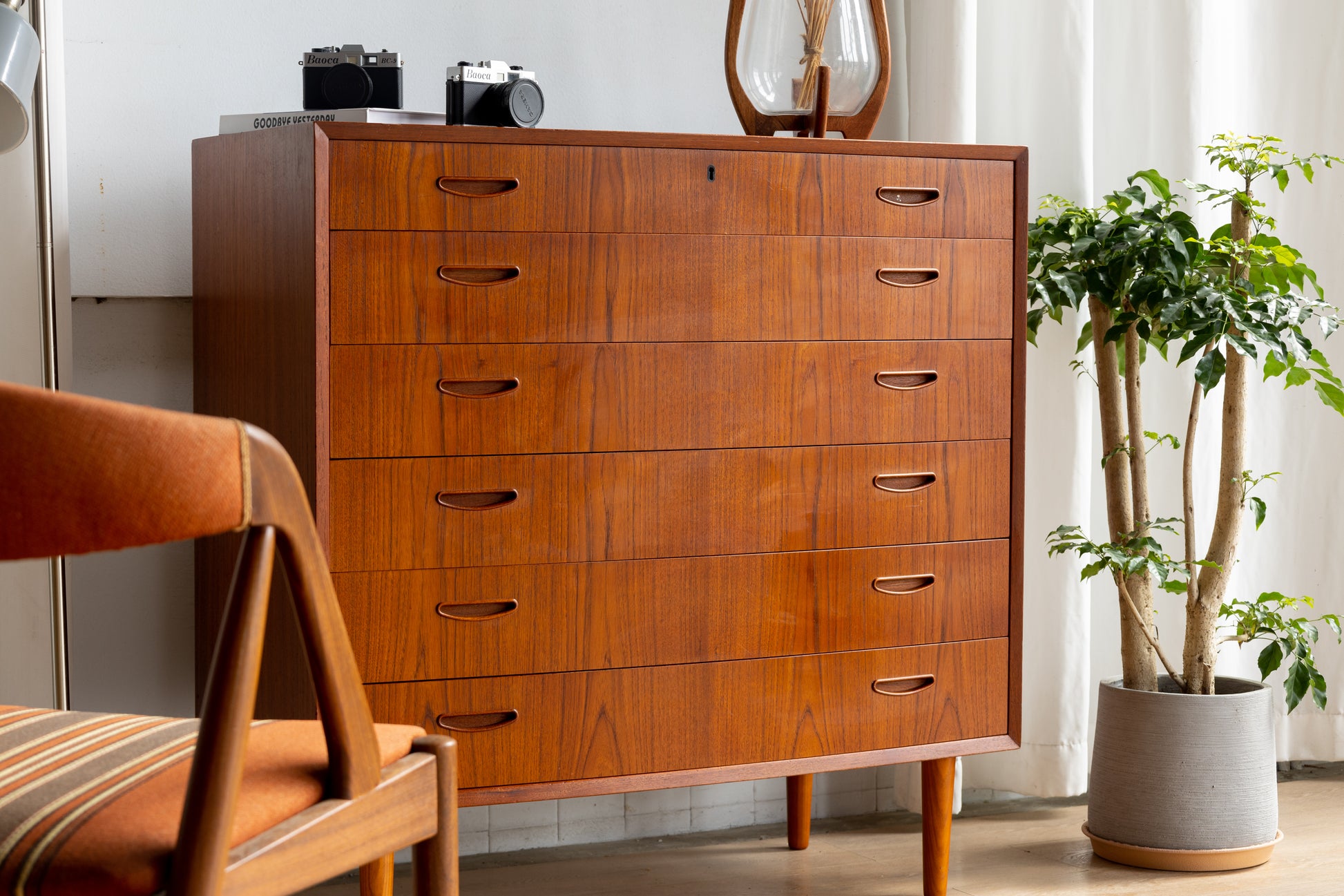 丹麥 現代風 柚木 六抽 高櫃 OLDANMARK