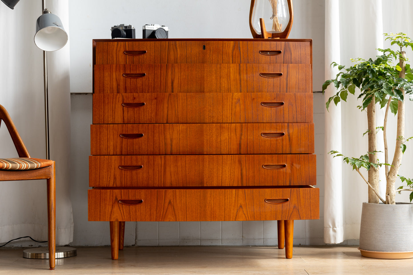 丹麥 現代風 柚木 六抽 高櫃 OLDANMARK