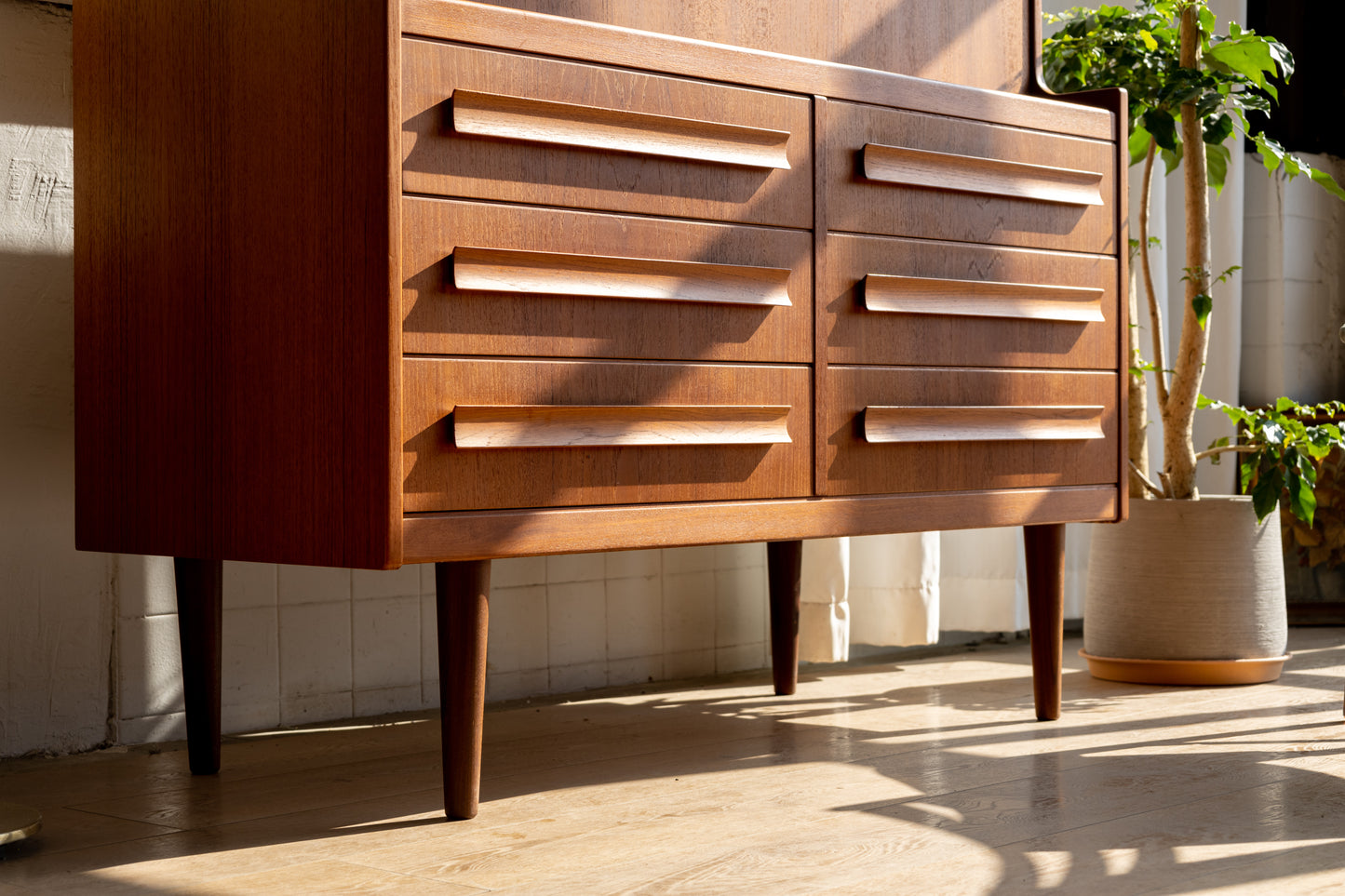 丹麥 現代風 柚木 六抽 下翻式 寫字櫃 OLDANMARK