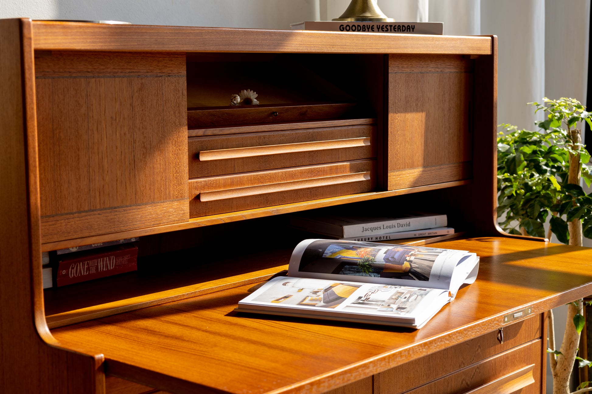 丹麥 現代風 柚木 六抽 下翻式 寫字櫃 OLDANMARK