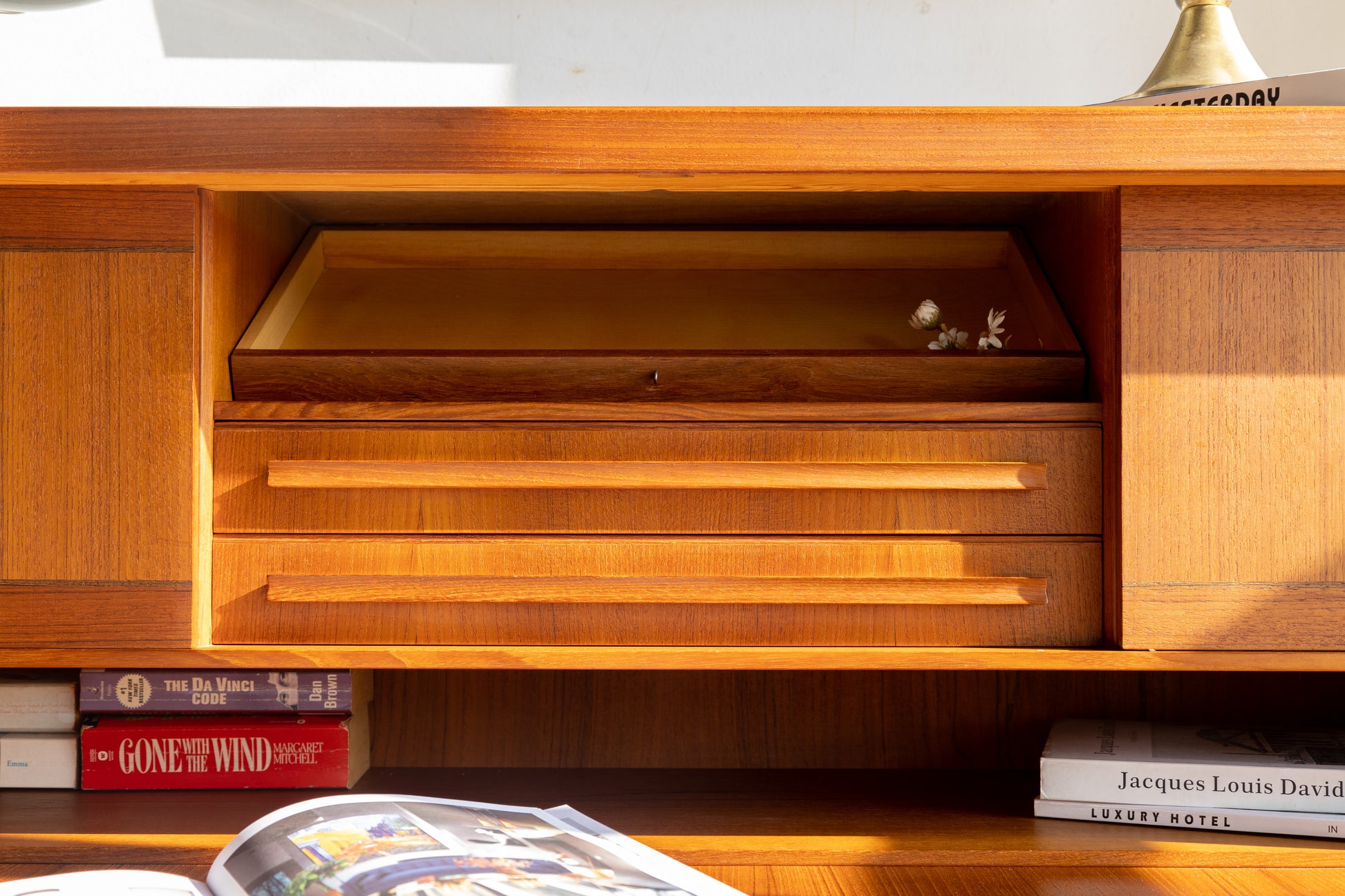 丹麥 現代風 柚木 六抽 下翻式 寫字櫃 OLDANMARK