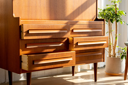 丹麥 現代風 柚木 六抽 下翻式 寫字櫃 OLDANMARK