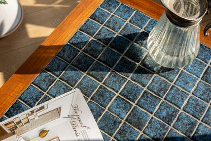 丹麥 柚木 藍色 馬賽克磁磚 邊桌 OLDANMARK